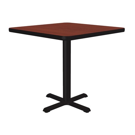 Correll Square Cafe Bistro and Breakroom Pedestal Table, High Pressure Laminate Top, Cherry BXT30S-21